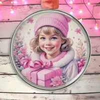 Vintage Pink Little Girl Christmas