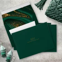 Abstract Glitter Strata Wedding Dk Green ID903 Envelope