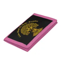 Golden Buddha Under a Tree in Peaceful Meditation Trifold Wallet