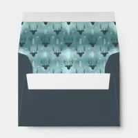 Deer Antlers Arrows Christmas Pattern Teal ID861 Envelope