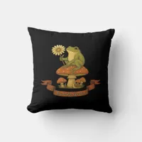 Frog Of The Garden Fairycore  Cottagecore Frog And Throw Pillow