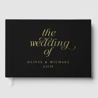 Modern Gold Foil Black Wedding Foil Guest Book