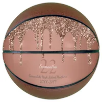 Rose Gold Glitter Drips Name Team Number Year Basketball