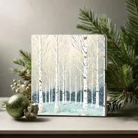 Snowy Birch Trees Christmas Teal ID1003 Ceramic Tile