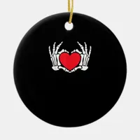 Skeleton Hand Heart Valentines Day Funny Meme Ceramic Ornament