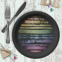 Equality Love Rainbow Brush Strokes LGBTQ ID656 Paper Plates