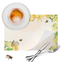 Bumble bees yellow floral honeycomb paper placemat