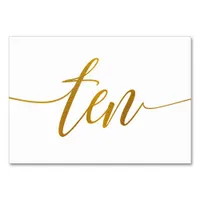 Table Numbers - Luxe Typography -Faux Gold Foil 10