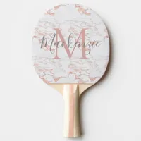 Pink Rose Gold Foil Marble Monogram Ping Pong Paddle