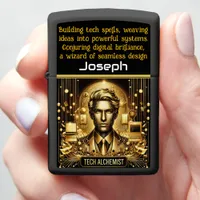 Futuristic Tech Alchemist in Gold Realm Zippo Lighter