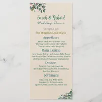 Blush Sage Floral Wedding Menu