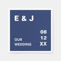 Navy Blue Modern Wedding Napkins