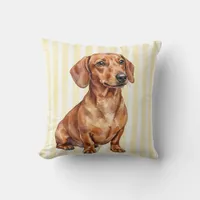 Watercolor Dachshund Throw Pillow