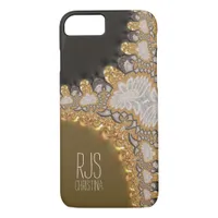 Gold Coral Lace Fractals Monogram iPhone 7 iPhone 8/7 Case