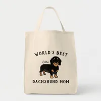 World's Best Dachshund Mom Personalized Dog Name Tote Bag