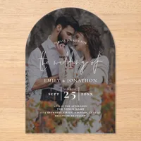 Modern Photo Dark Overlay Script Wedding Acrylic Invitations