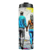 Couple Holding Hands Graffiti Street Art Thermal Tumbler