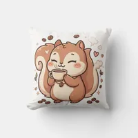 Cute Squirrel Coffee Pillow - Kawaii Home Decor