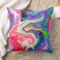 Colorful Swirls Abstract Fluid Art Throw Pillow