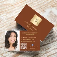 Rust brown logo photo Qr code social media Business Card