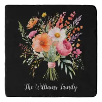 Colorful Flowers Rustic Floral Pretty Personalized Trivet