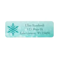 Teal Snowflake Return Address Label