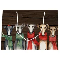 Cute Greyhound Dogs in Scarves Large Gift Bag