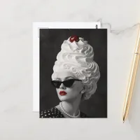 Woman with Whipped Cream and a Cherry Hair Postcard