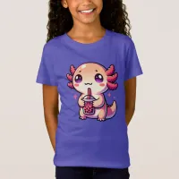 Cute Kawaii Axolotl with Bubble Tea T-Shirt