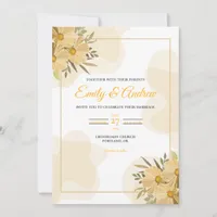 Yellow Cosmos Elegant Floral Watercolor Wedding Invitation