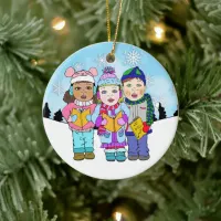 Cute Christmas Carolers Personalized Holiday Ceramic Ornament