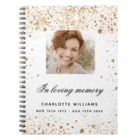 Guest book memorial white gold glitter photo