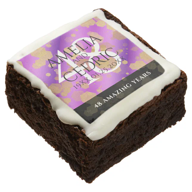 Elegant 48th Amethyst Wedding Anniversary Brownie