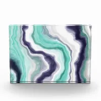 Turquoise, Dark Blue and White Marble Agate Swirls Photo Block