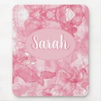 Personalized pink liquid art alcohol ink mouse pad