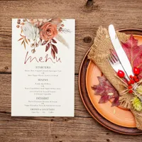 Budget Terracotta Florals Rustic Wedding Menu