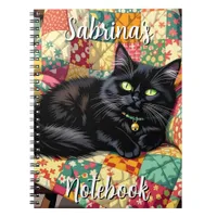 Cute Black Cat on Rocking Chair Personalized Notebook