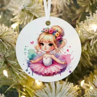 Pretty Little Ballerina Personalized Christmas Metal Ornament