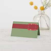 Crimson & Evergreen Christmas Wedding Place Card