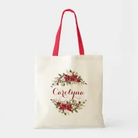 Elegant Poinsettia Floral Bridesmaid Favor Tote Bag