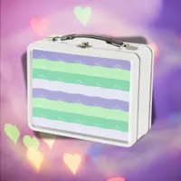 Green, Purple, Grey - Brush Strokes |  Metal Lunch Box