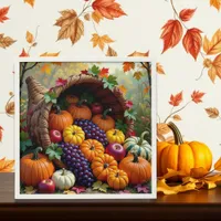 Autumn Harvest and Blessings Cornucopia  Peel And Stick Photo Tile