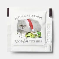 Funny Grumpy Christmas Kitty Cat Green Hand Sanitizer Packet