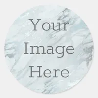 Create Your Own Metallic Silver Marble Faux Foil Classic Round Sticker