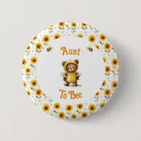 Cute Honey Bee Bear Ba-Bee Shower  Button