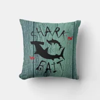 Hammerhead Shark Attack Fun Surf Shack Blue Throw Pillow