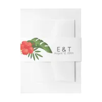 Tropical Floral Wedding Foliage ID475 Invitation Belly Band