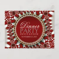 Red & Silver theme Dinner Party Invite Postcard