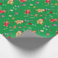 Whimsical Gingerbread Men and Christmas Candy Wrapping Paper