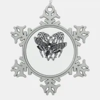 Deathshead Moth Classic - Skeleton Hand Heart Snowflake Pewter Christmas Ornament